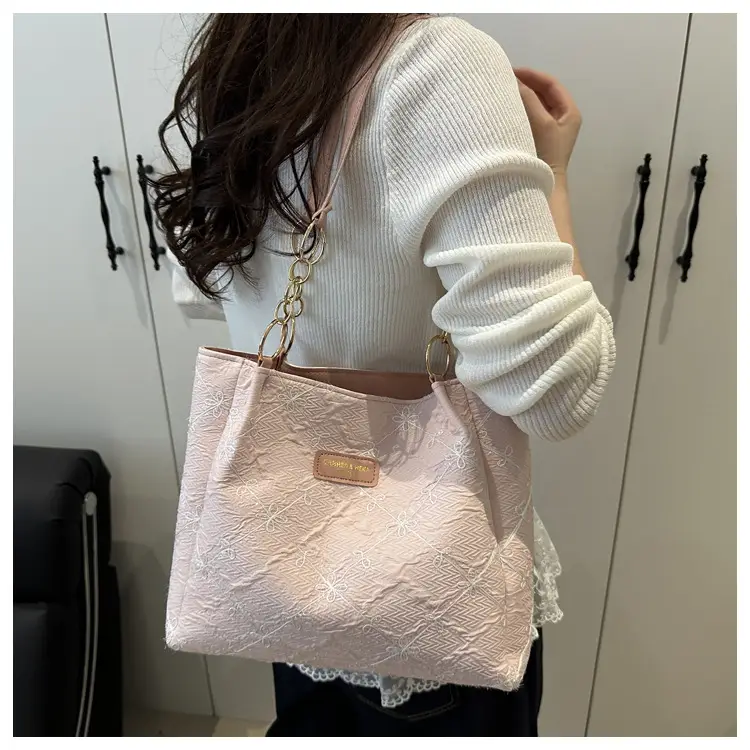 Light Blue Embroidered Shoulder Bag for Women — feature 23