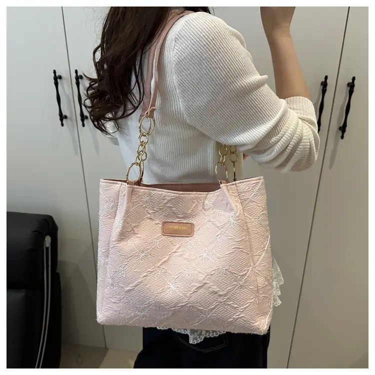Light Blue Embroidered Shoulder Bag for Women — feature 24