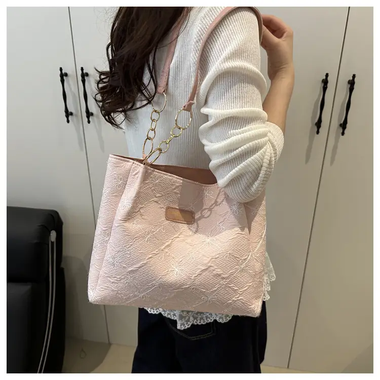 Light Blue Embroidered Shoulder Bag for Women — feature 25