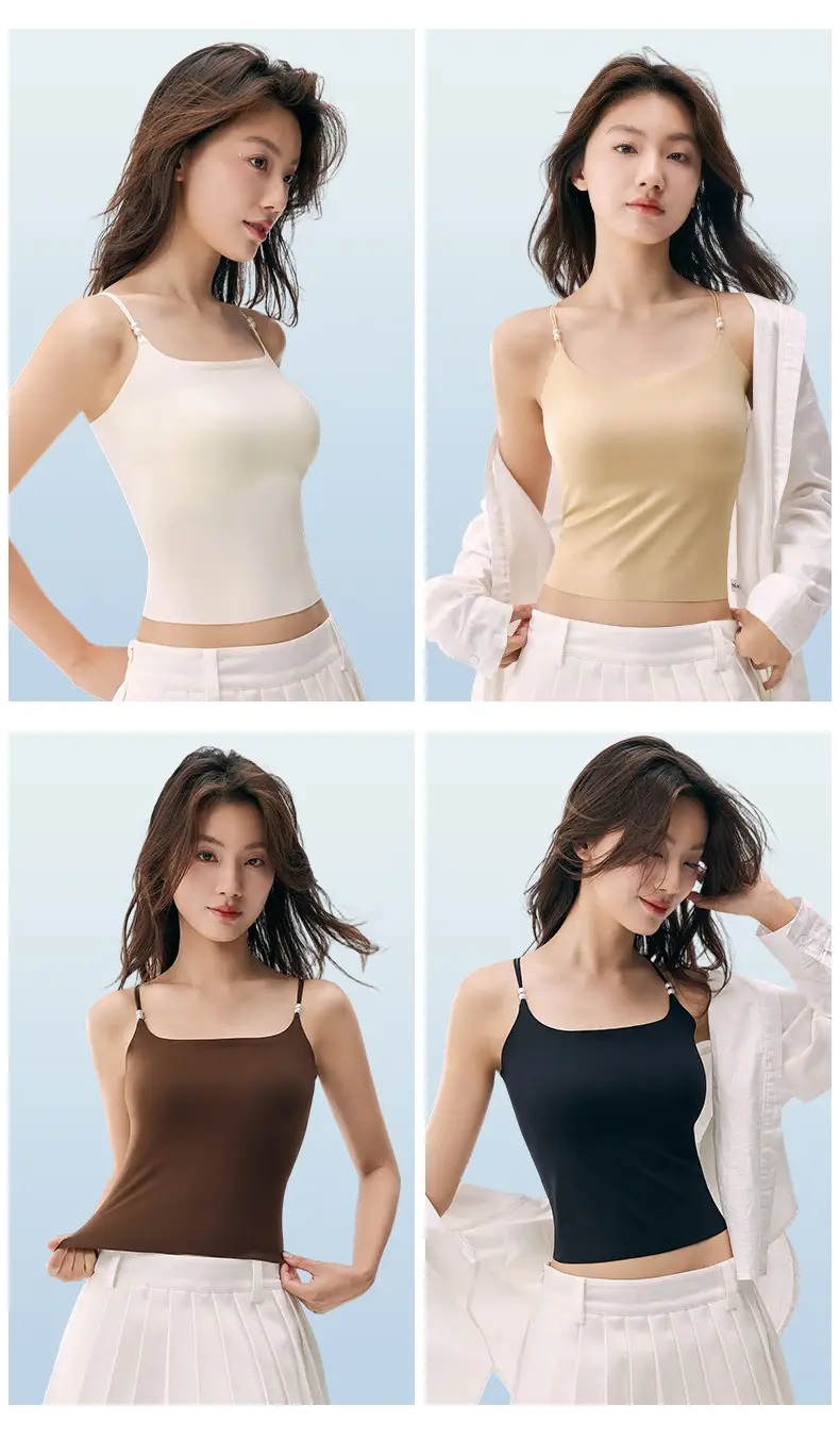 10A antibacterial hyaluronic acid ice silk seamless sling beautiful back integrated cushion vest fixed cup wear-free bra sling — feature 26