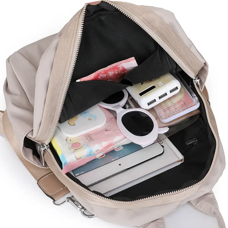 Women's Lightweight Western-style Backpack Grey Beige Travel Multi-functional - Image 8