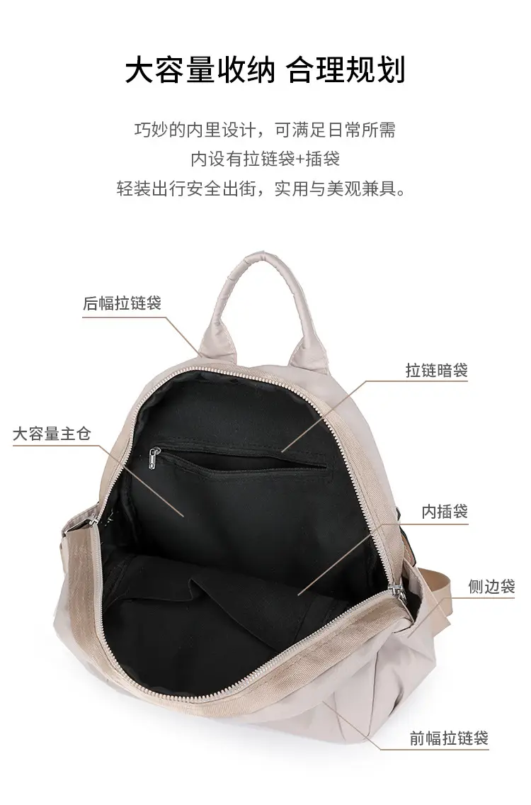 Women's Lightweight Western-style Backpack Grey Beige Travel Multi-functional — feature 14
