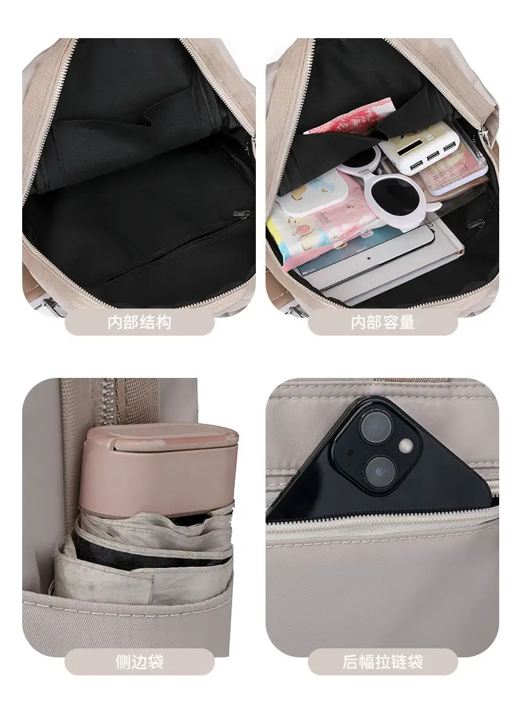 Women's Lightweight Western-style Backpack Grey Beige Travel Multi-functional — feature 16