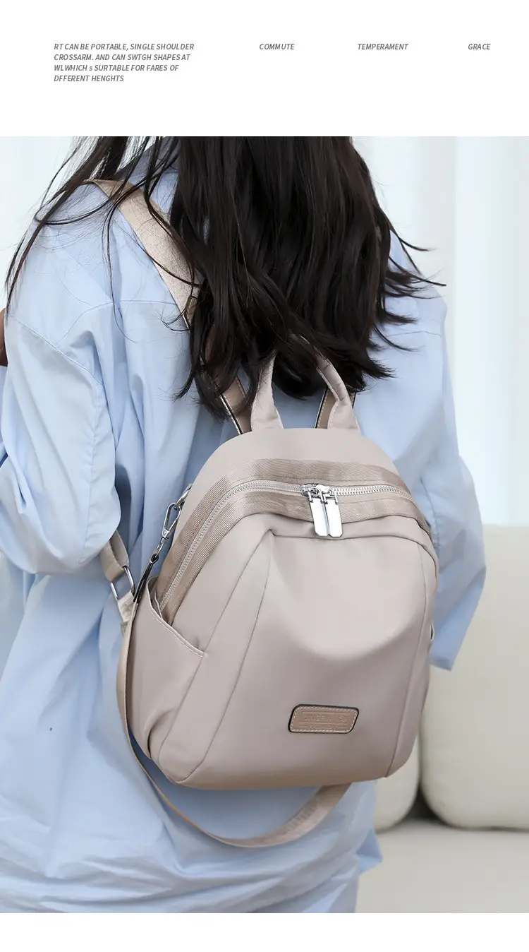 Women's Lightweight Western-style Backpack Grey Beige Travel Multi-functional — feature 23