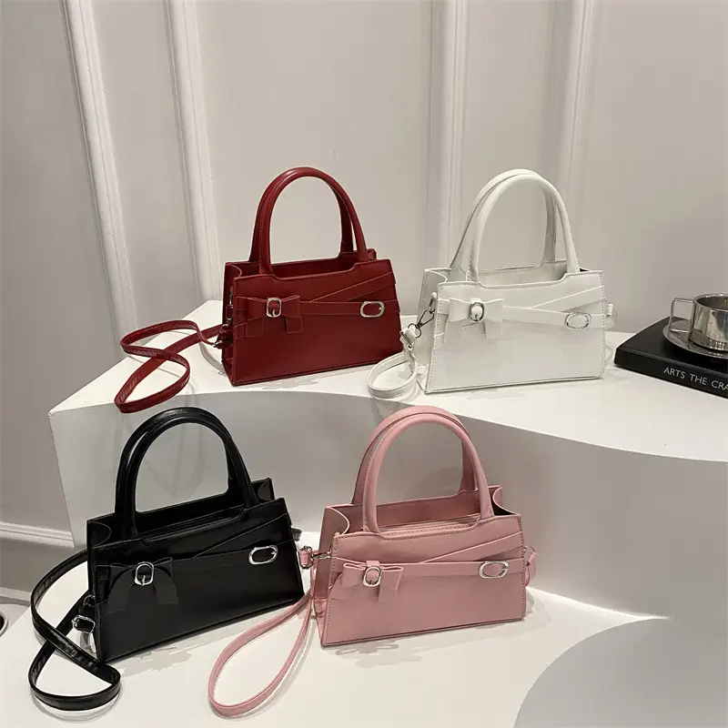 Pink Textured Bow Shoulder Bag for Women 2025 - Image 8