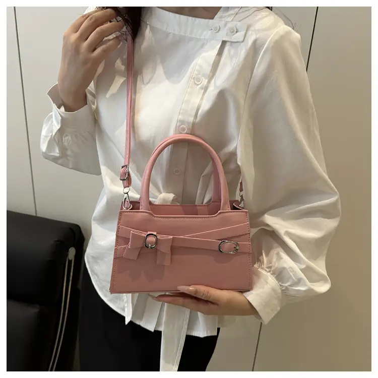Pink Textured Bow Shoulder Bag for Women 2025 — feature 21