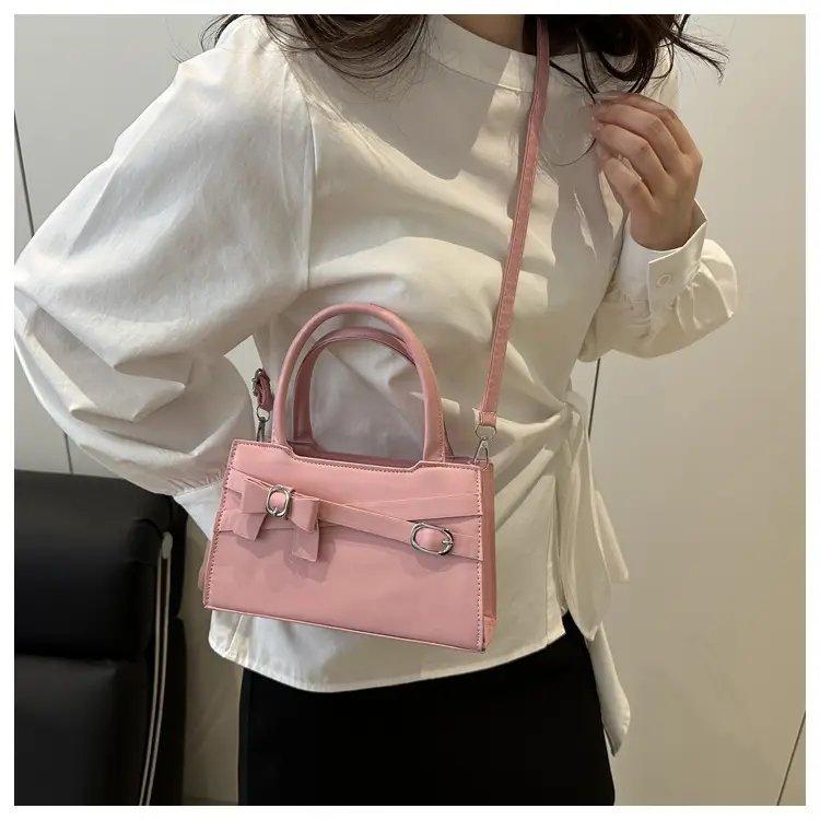 Pink Textured Bow Shoulder Bag for Women 2025 — feature 22