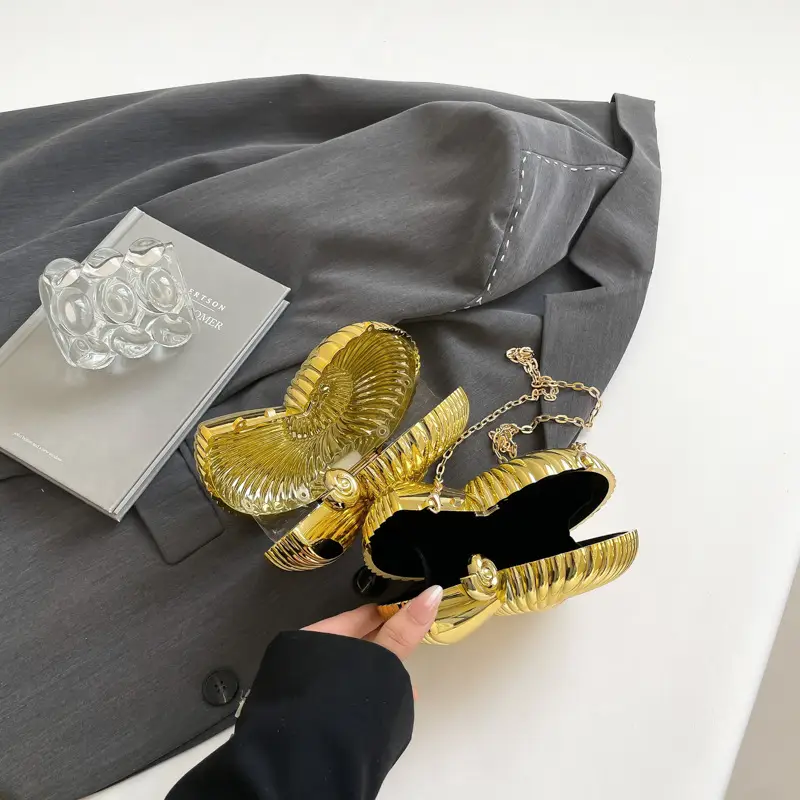 Golden Acrylic Crossbody Clutch Bag for Women - Image 8