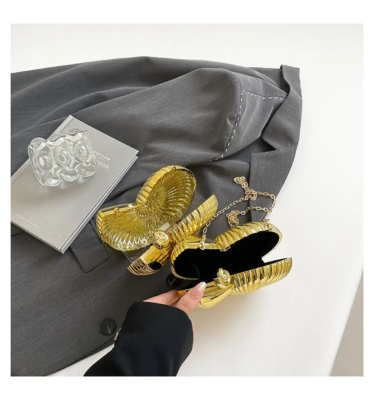 Golden Acrylic Crossbody Clutch Bag for Women — feature 7