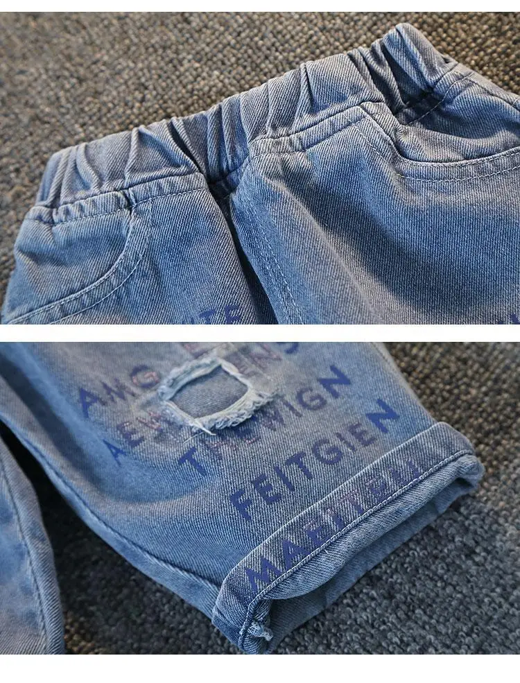 Boys Summer Suit 2025 Cotton Denim Shorts Set — feature 17
