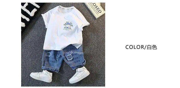 Boys Summer Suit 2025 Cotton Denim Shorts Set — feature 4