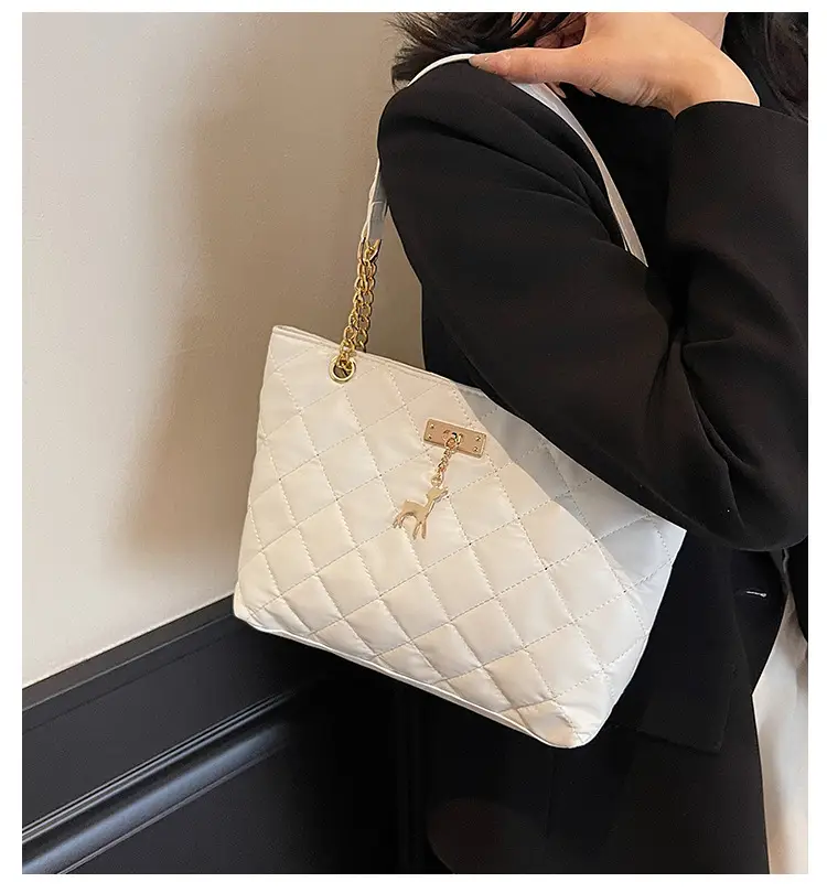 Korean Style Rhombus Tote Bag Women 2025 Spring Large Capacity — feature 1