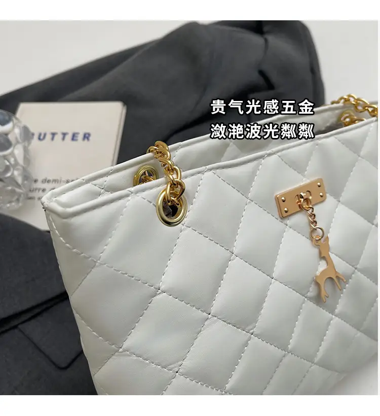 Korean Style Rhombus Tote Bag Women 2025 Spring Large Capacity — feature 3