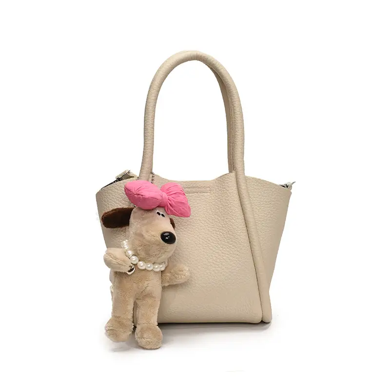 Women's Cross-Border Handheld Bucket Bag with Cute Doll Decor