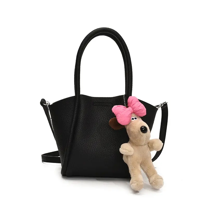 Women's Cross-Border Handheld Bucket Bag with Cute Doll Decor