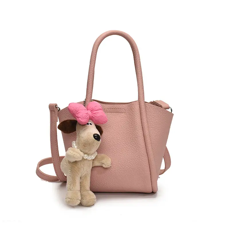 Women's Cross-Border Handheld Bucket Bag with Cute Doll Decor