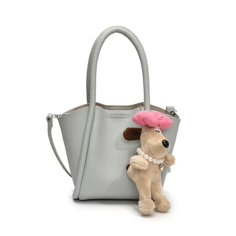 Women's Cross-Border Handheld Bucket Bag with Cute Doll Decor