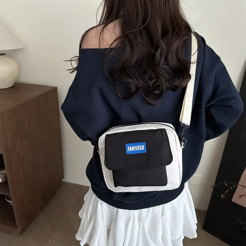 2025 Canvas Crossbody Bag Black Beige Student Casual - Image 7