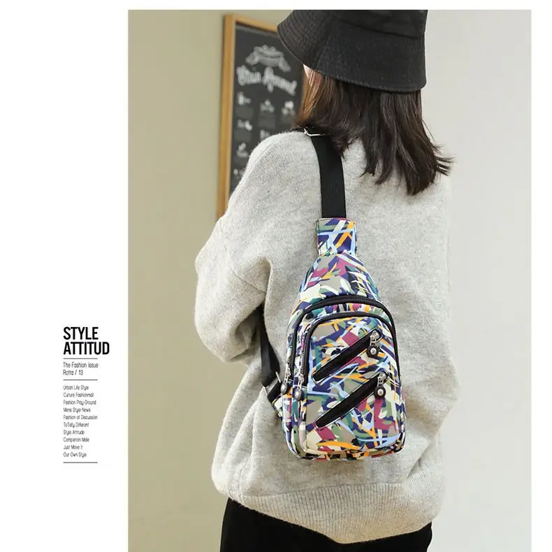 Women's Nylon Crossbody Bag with Cat Print - Image 16