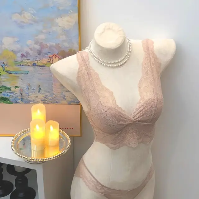 Lace V-Neck Underwear Set Women's French Style — feature 14