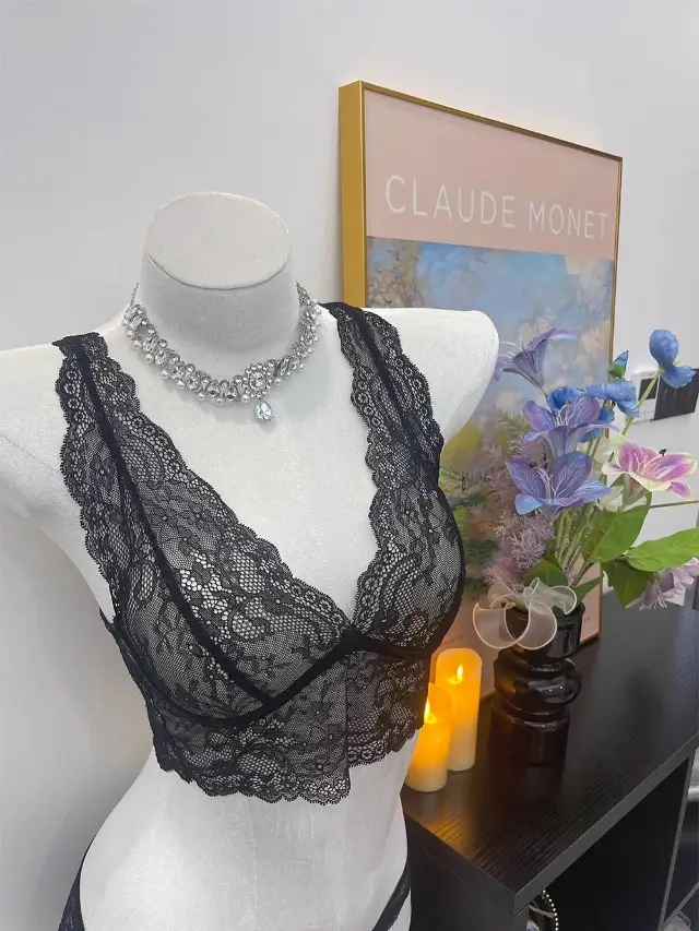 Lace V-Neck Underwear Set Women's French Style — feature 22