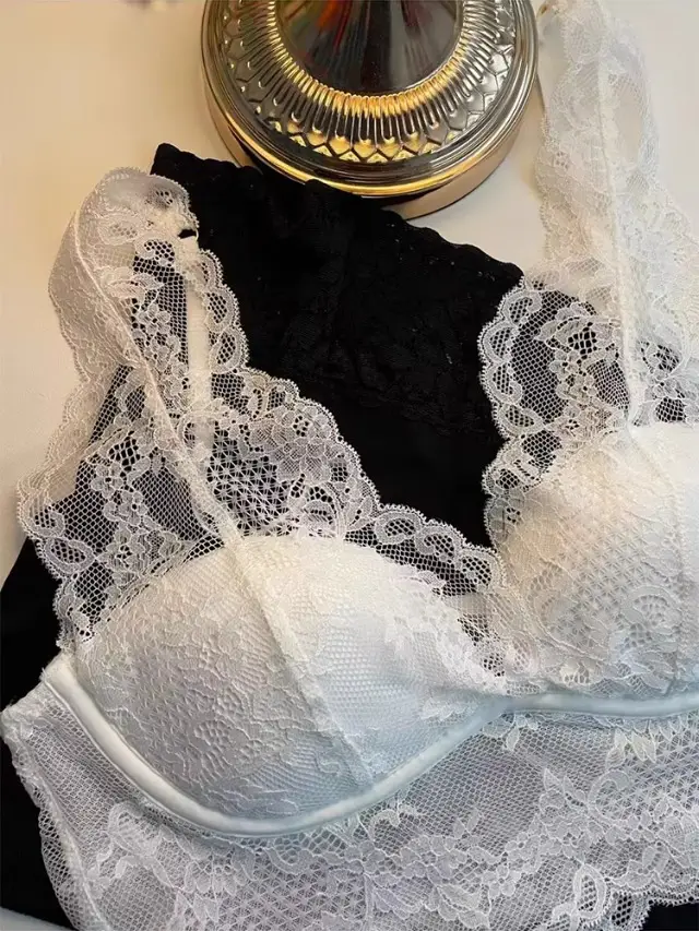 Lace V-Neck Underwear Set Women's French Style — feature 33