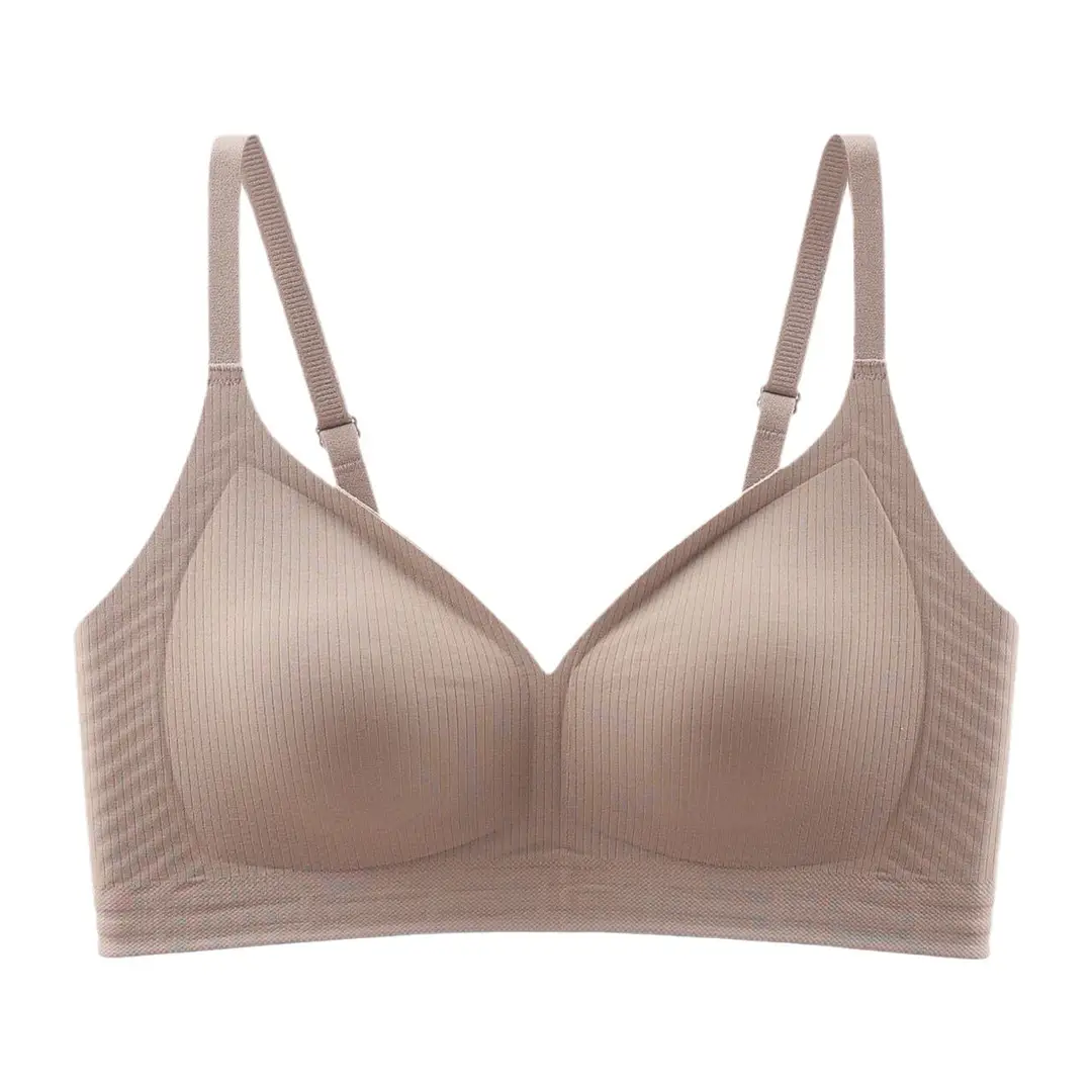 Seamless Intimates Women's Thin Breathable Small Breast Push-Up No Rims Push-Up Adjustable Glossy Soft Women's Bra