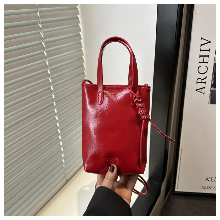 Red Textured Shoulder Bag for Women 2025
