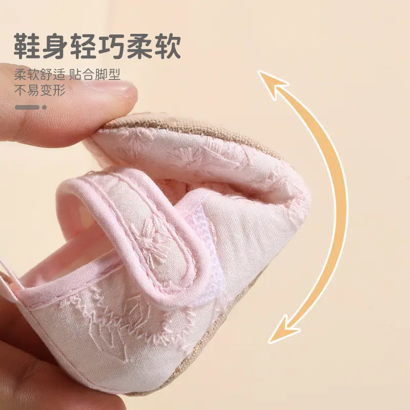 Baby Shoes Spring and Autumn June-December Cloth Slip-proof Female Treasure Princess Shoes Baby Toddler Shoes Soft Sole Strap Floor Children's Shoes