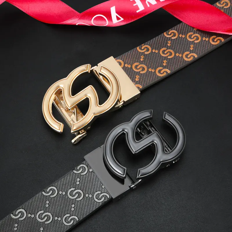 2025 Men's Genuine Leather Belt with Gold & Black Buckle - Image 4