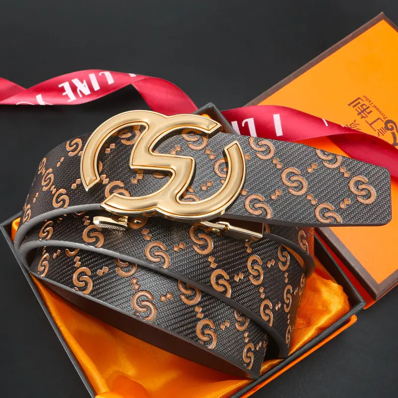 2025 Men's Genuine Leather Belt with Gold & Black Buckle - Image 5