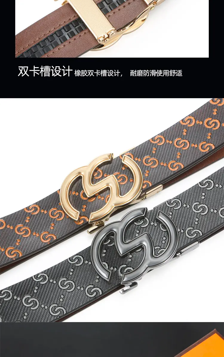 2025 Men's Genuine Leather Belt with Gold & Black Buckle — feature 7