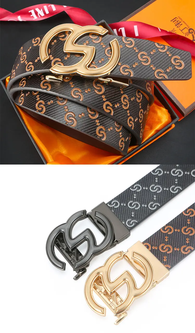 2025 Men's Genuine Leather Belt with Gold & Black Buckle — feature 8