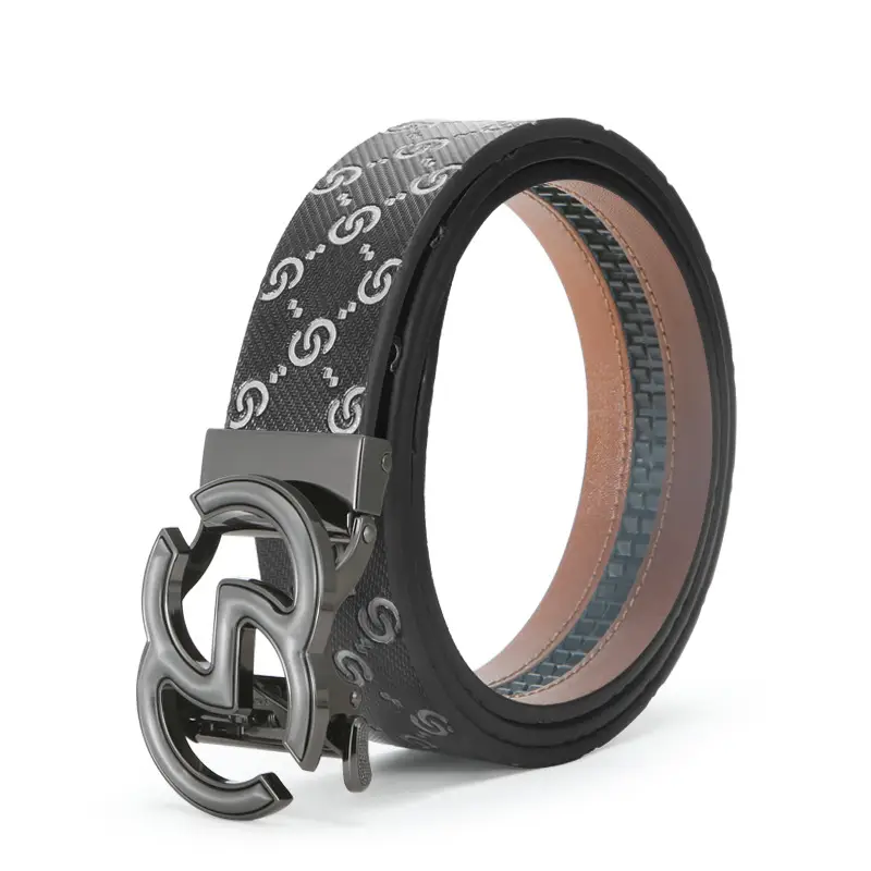 2025 Men's Genuine Leather Belt with Gold & Black Buckle - Image 2