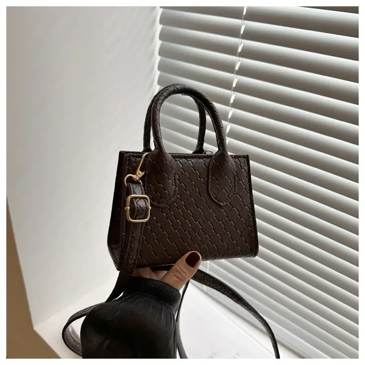 Black Rhombus Textured Shoulder Bag for Women — feature 20