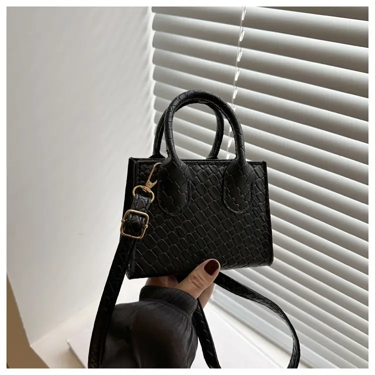 Black Rhombus Textured Shoulder Bag for Women — feature 24
