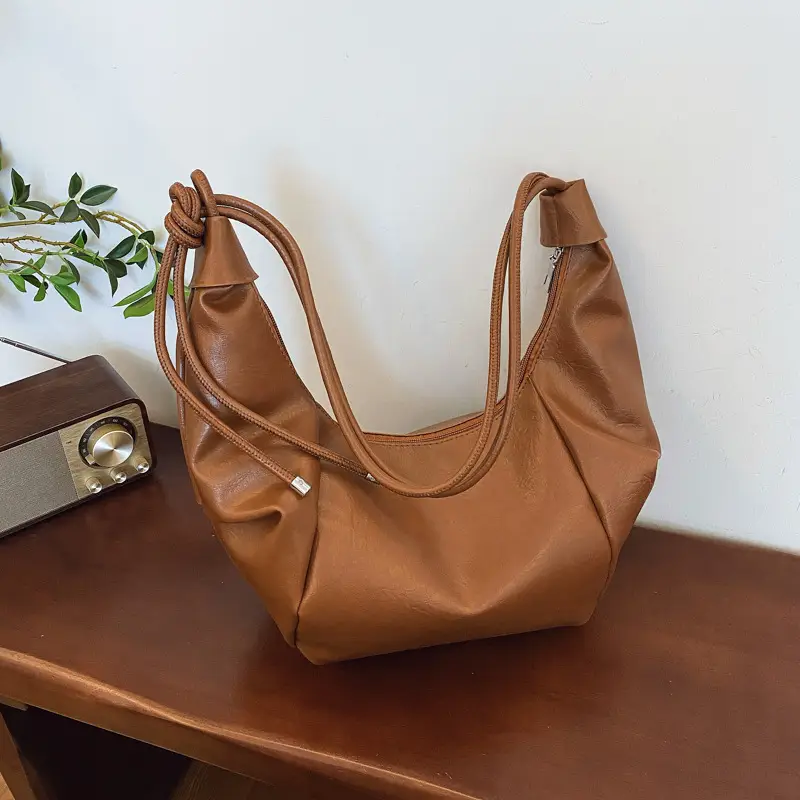 Retro Korean Style Brown Leather Handbag 2025 - Image 5
