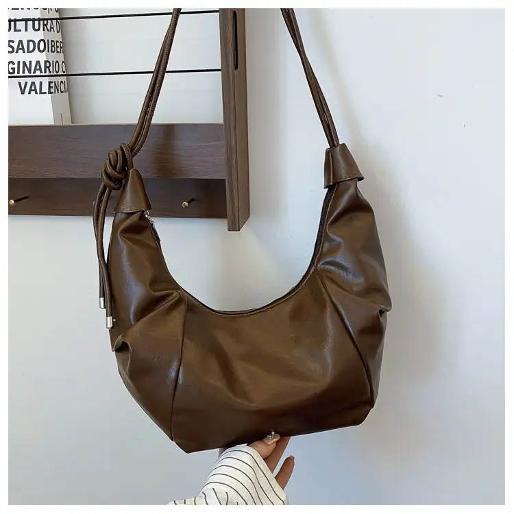 Retro Korean Style Brown Leather Handbag 2025 - Image 2