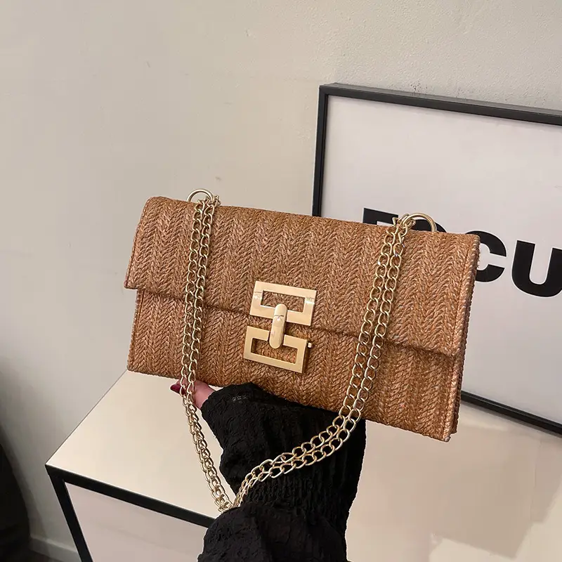 Women's Brown Twist-Lock Chain Shoulder Bag - Image 4