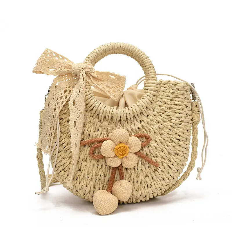 Women Straw Handbag Bucket Bag Shoulder Crossbody - Image 11