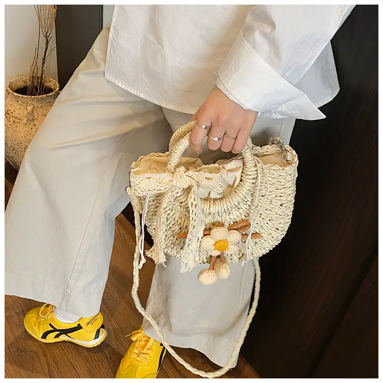 Women Straw Handbag Bucket Bag Shoulder Crossbody — feature 10
