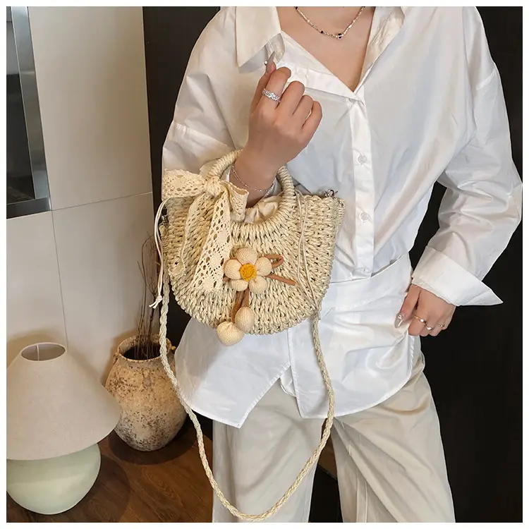 Women Straw Handbag Bucket Bag Shoulder Crossbody — feature 12