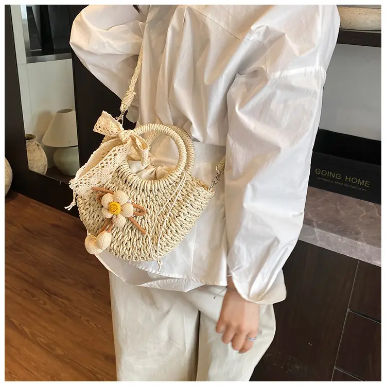 Women Straw Handbag Bucket Bag Shoulder Crossbody — feature 14