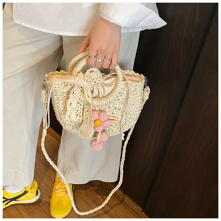 Women Straw Handbag Bucket Bag Shoulder Crossbody — feature 16
