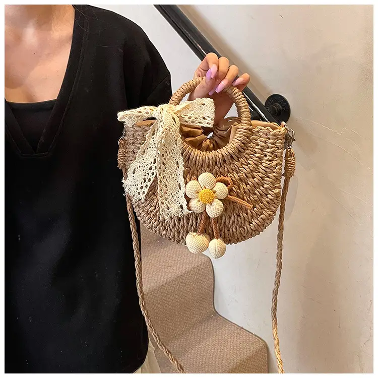 Women Straw Handbag Bucket Bag Shoulder Crossbody — feature 20