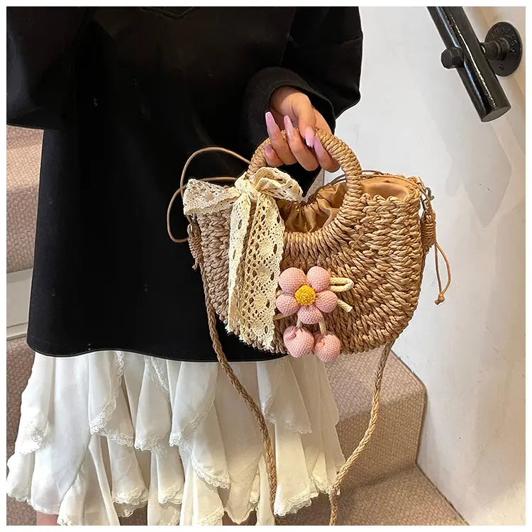 Women Straw Handbag Bucket Bag Shoulder Crossbody — feature 24