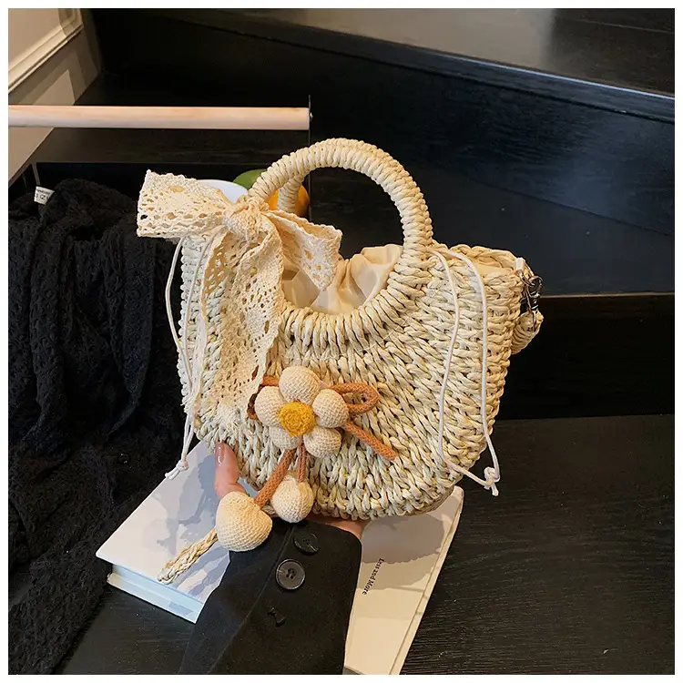 Women Straw Handbag Bucket Bag Shoulder Crossbody — feature 28