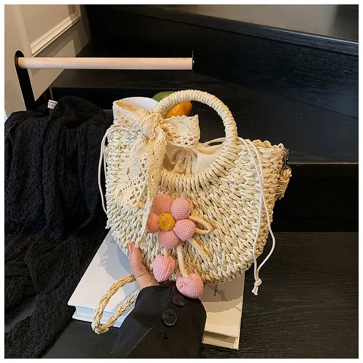 Women Straw Handbag Bucket Bag Shoulder Crossbody — feature 29
