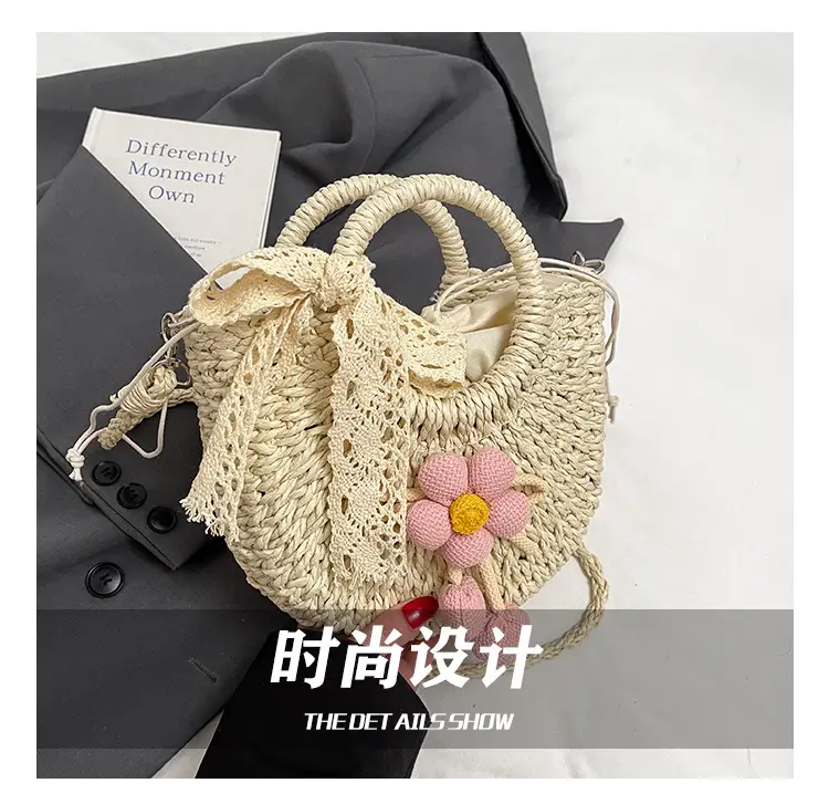 Women Straw Handbag Bucket Bag Shoulder Crossbody — feature 3