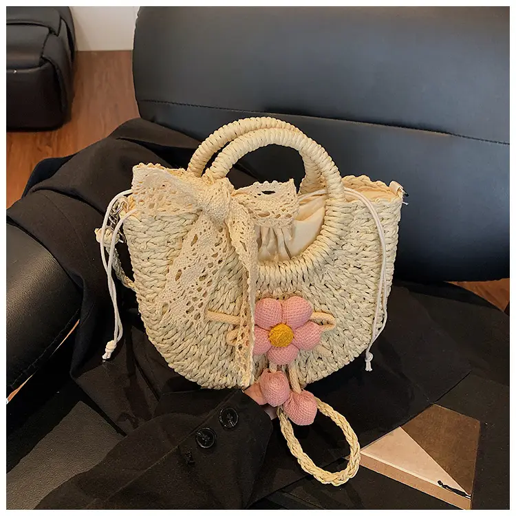 Women Straw Handbag Bucket Bag Shoulder Crossbody — feature 31